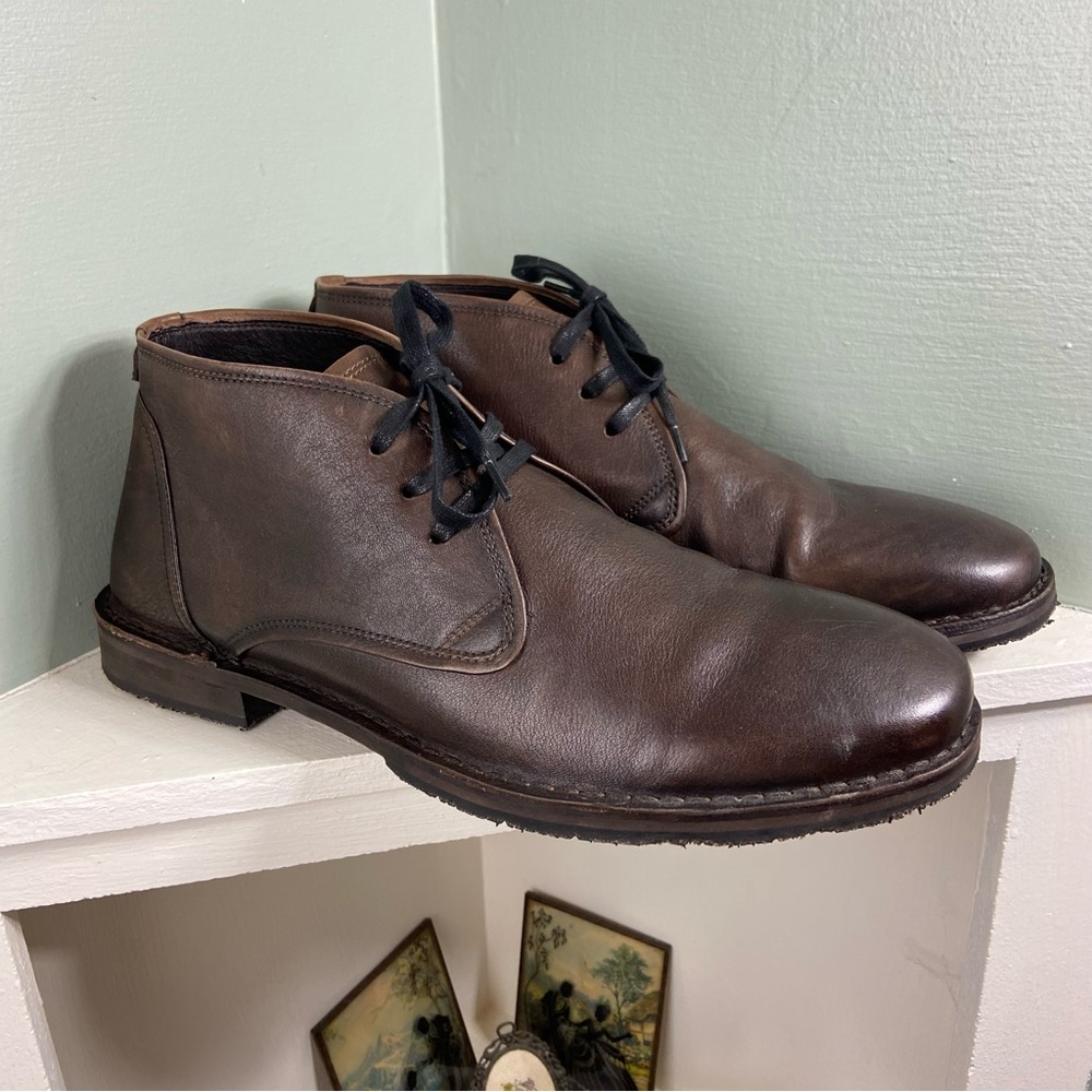 John Varvatos Portland Dark Brown Leather Chukka Boots Mens 13 Lace Up